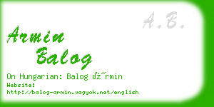 armin balog business card